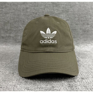 adidas Originals Relaxed Trefoil Strapback Dad Hat Cap Beige Khaki Green